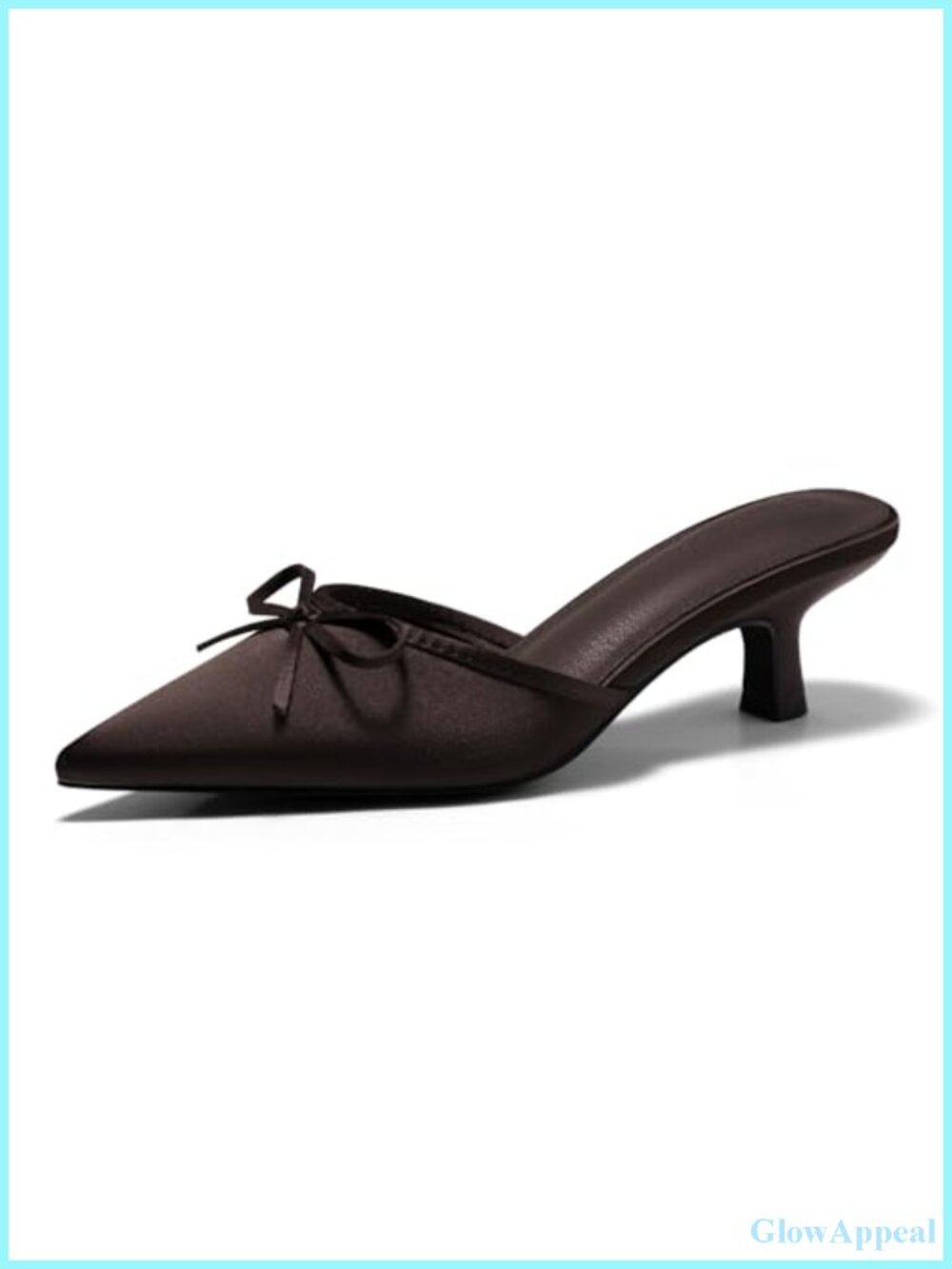 Satin Bow Kitten Heel Mules Slip On Pointed Toe Dress Pumps